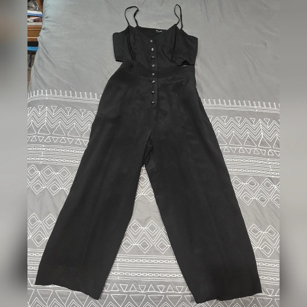 Madewell Black Silk Jumpsuit Size 4 - Picture 1 of 8